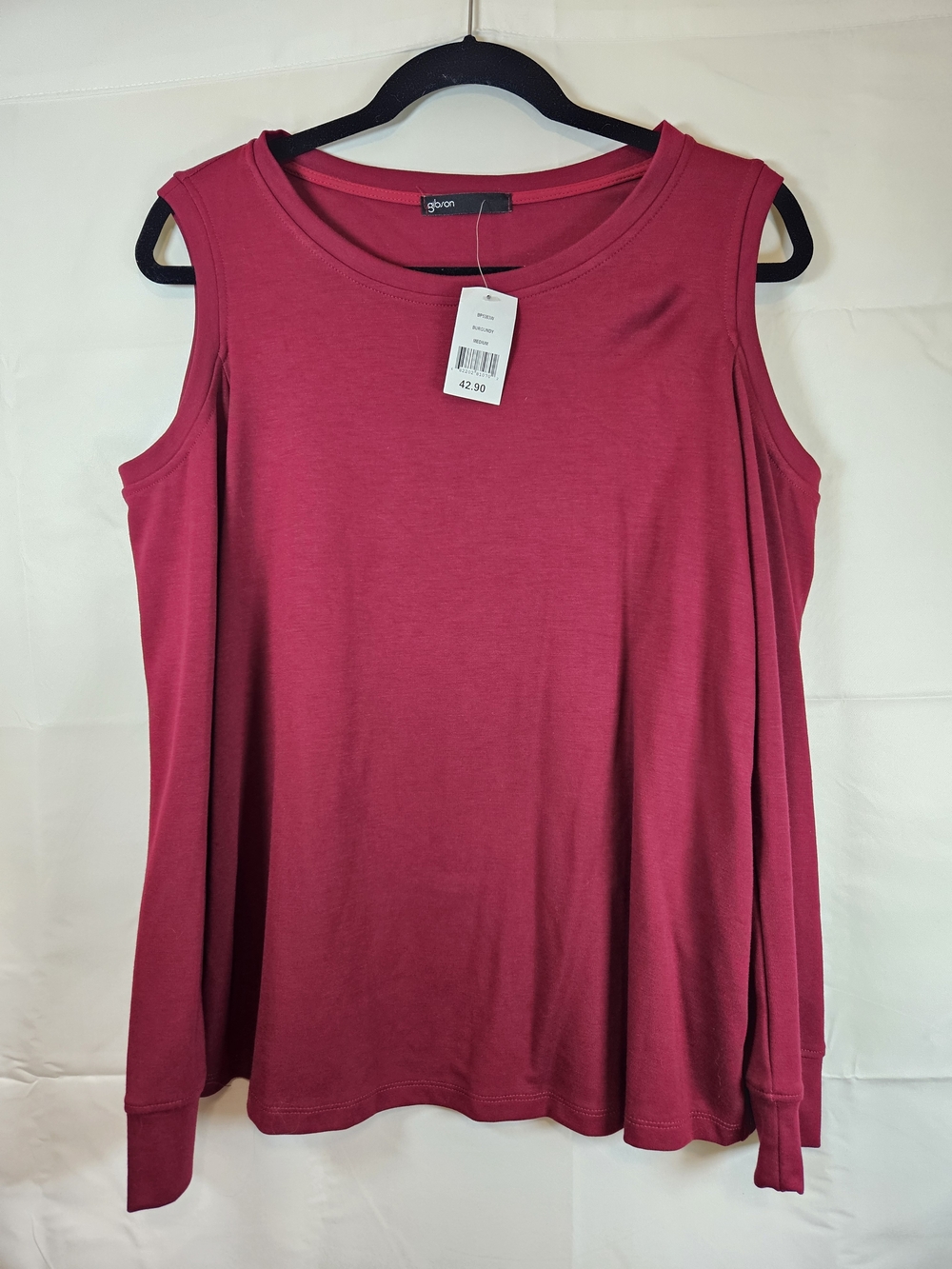 Gibson Cold-Shoulder Blouse — Raspberry Pink Long Sleeve Medium Business Casual